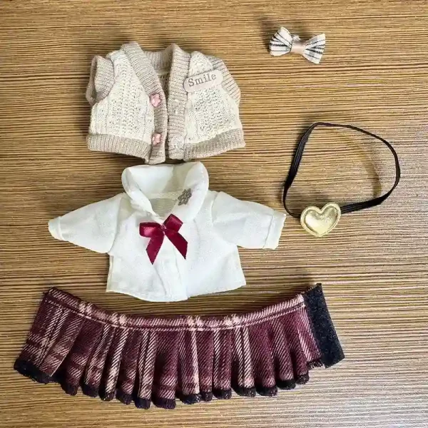 17cm Labubu school uniform outfit easy on and off design