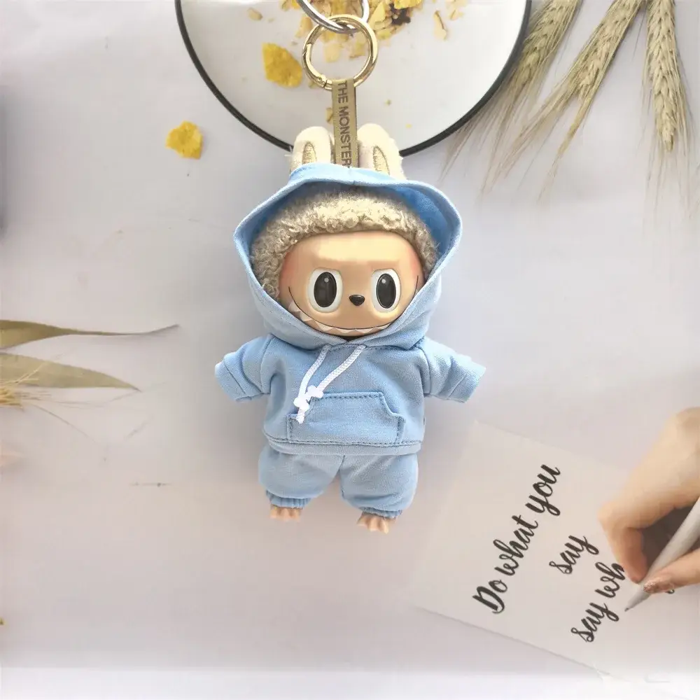 17cm labubu doll bear hoodie outfit set with miniature camera