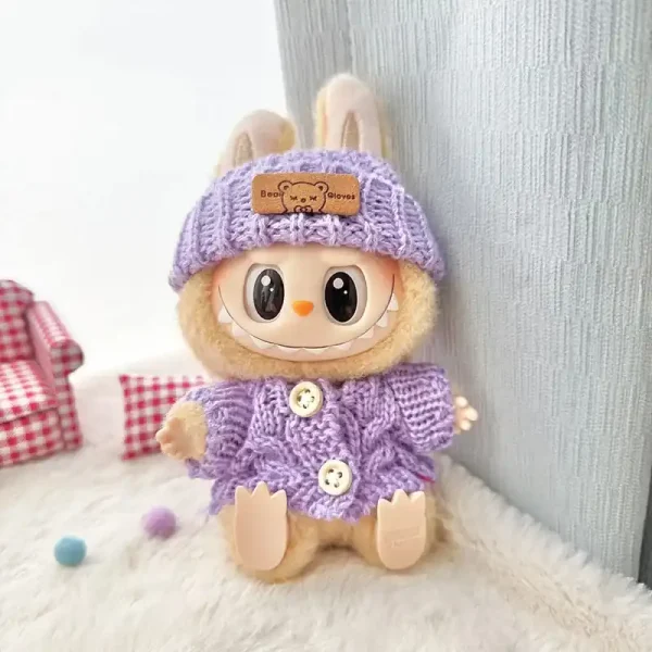17cm labubu doll bunny outfit with wooden b bag charm
