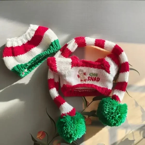 17cm labubu doll christmas outfit with pom poms accessories