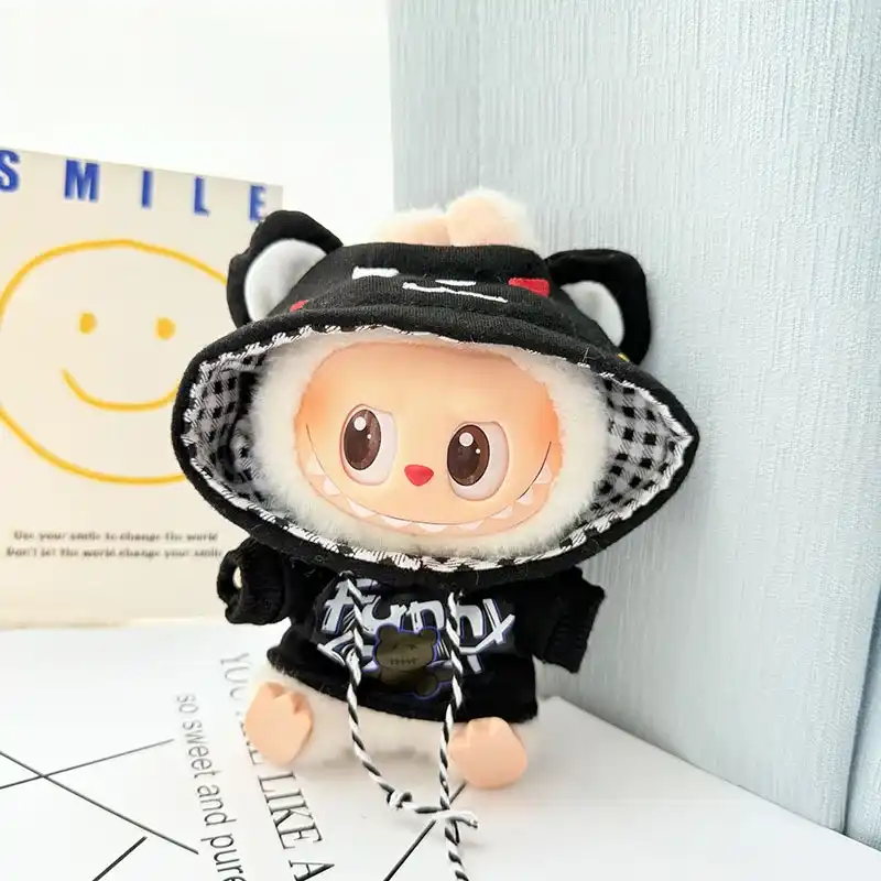 17cm labubu doll clothes bear hoodie outfit set for playtime