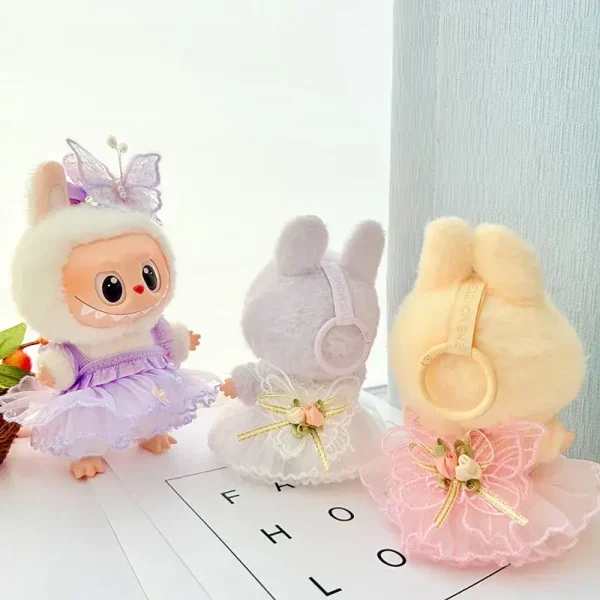 17cm labubu doll clothes butterfly fairy yarn skirt party outfit