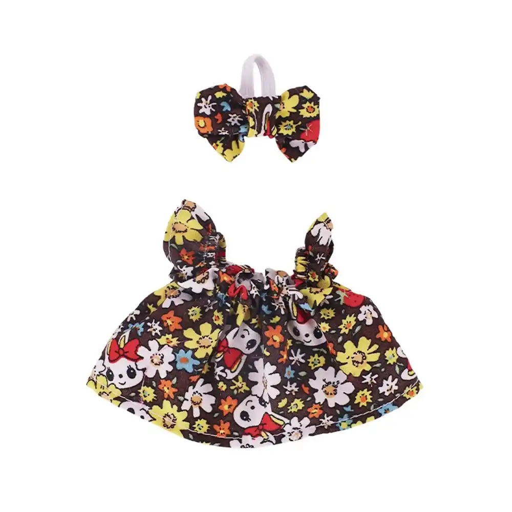 17cm labubu doll clothes charming floral dress and bow set