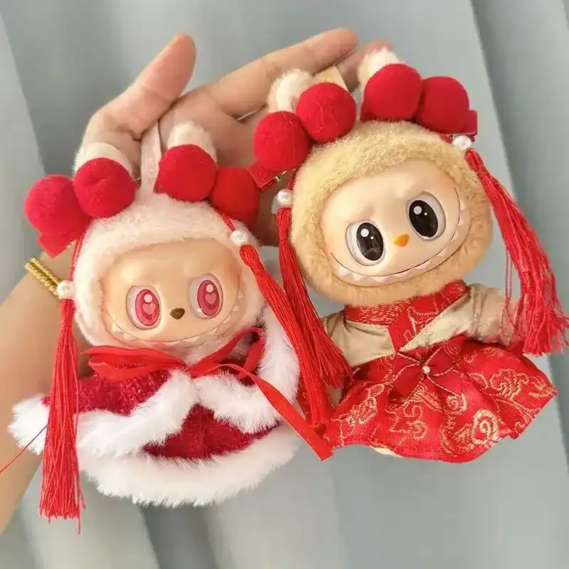 17cm labubu doll clothes chinese new year festive outfit