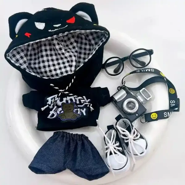 17cm labubu doll clothes cute bear hoodie outfit set
