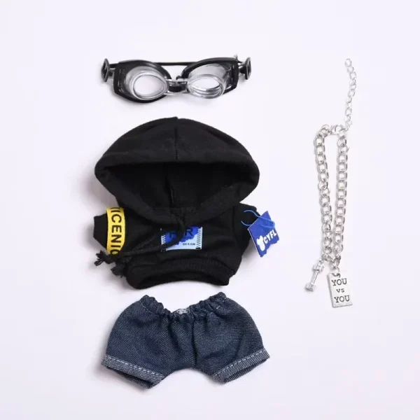17cm labubu doll clothes high quality bear hoodie outfit