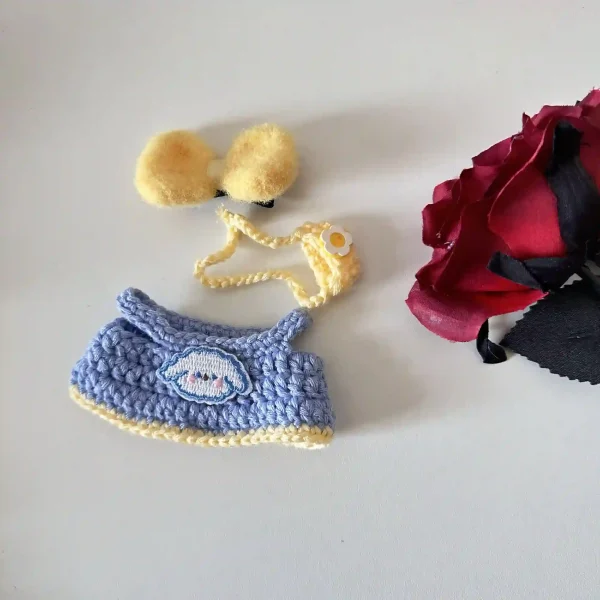17cm labubu doll clothes set includes felt bow and handbag
