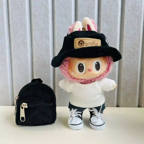 17cm labubu doll clothes set including bag shoes and hat