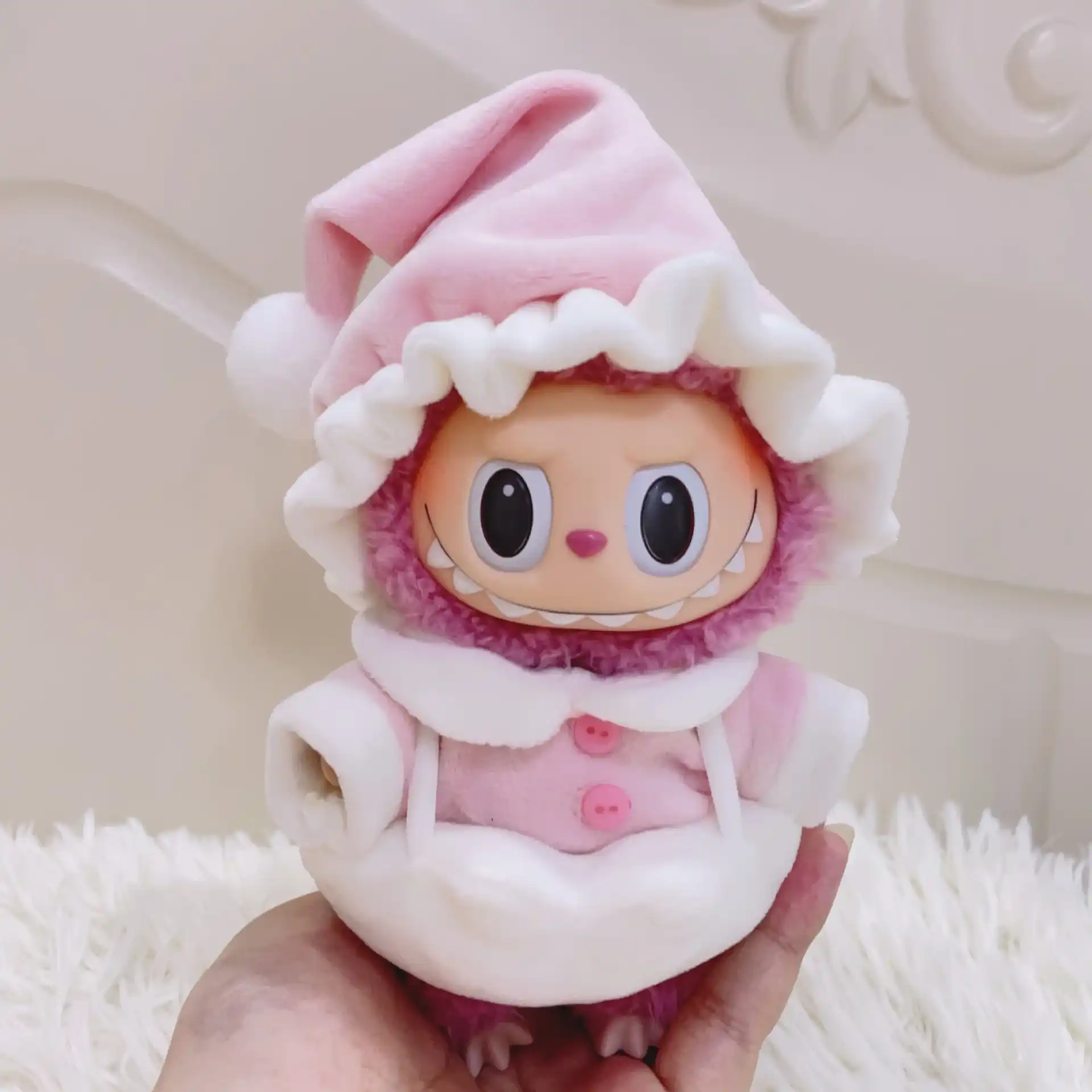 17cm labubu doll clothes soft plush pajamas yellow outfit