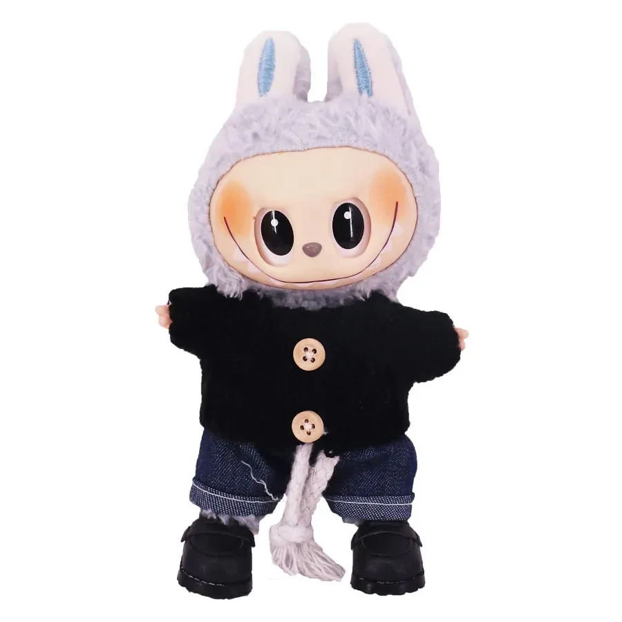 17cm labubu doll clothes stylish knit sweater denim shorts