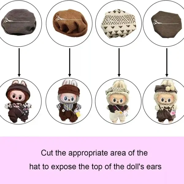 17cm labubu doll clothing maroon corduroy dress and bow set
