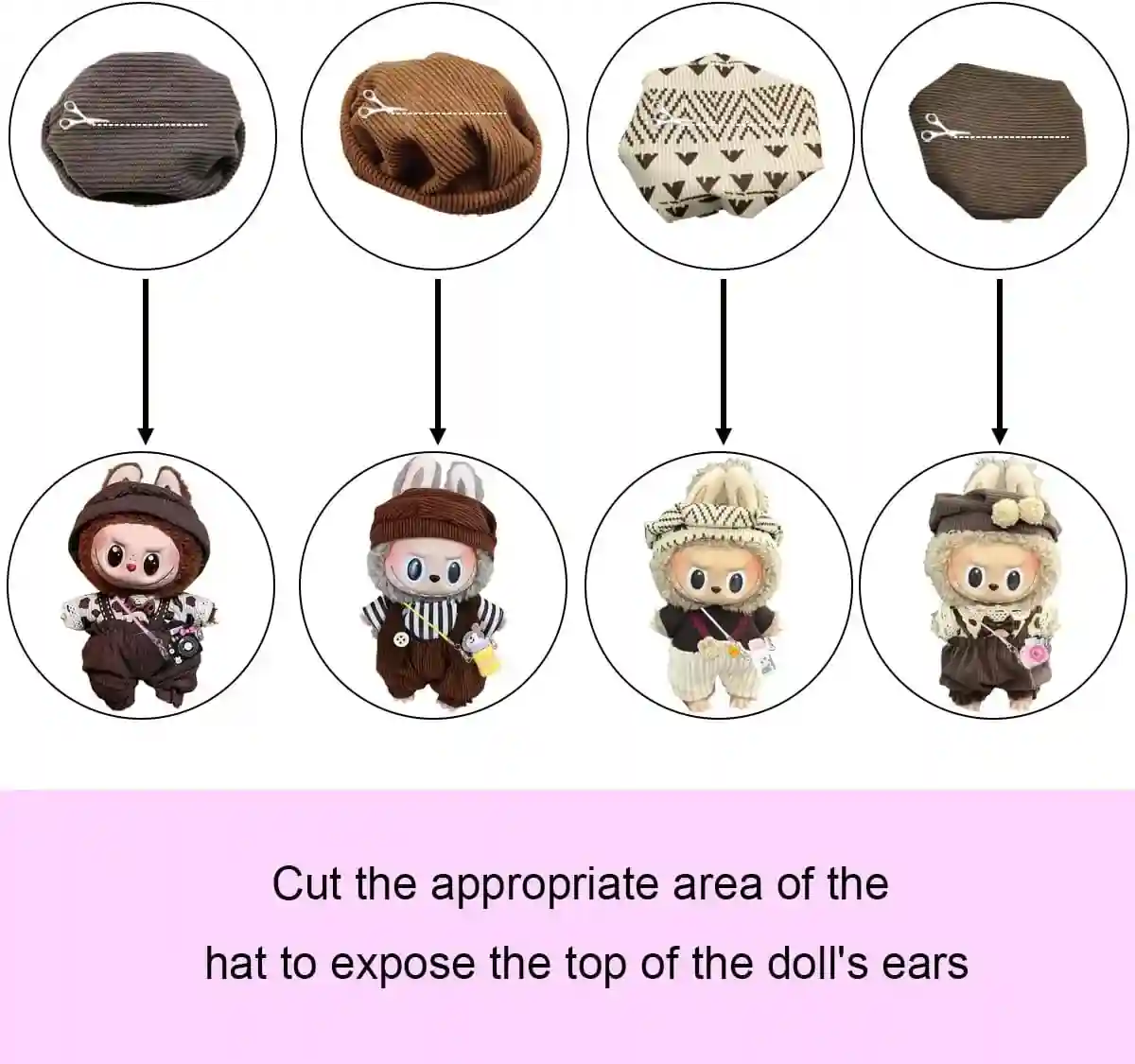 17cm labubu doll clothing maroon corduroy dress and bow set