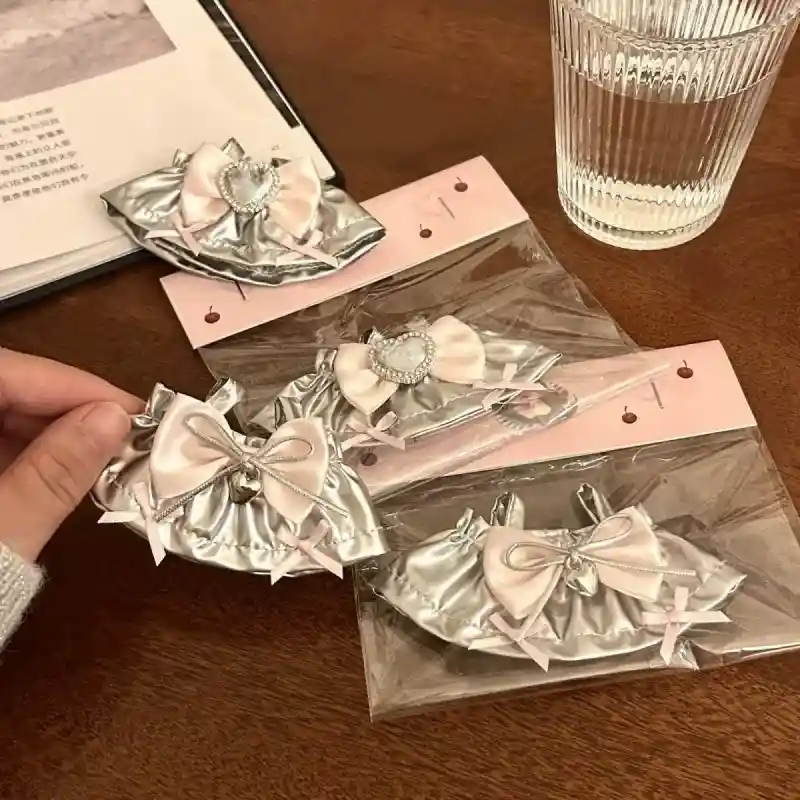 17cm labubu doll clothing silver dress and butterfly headband