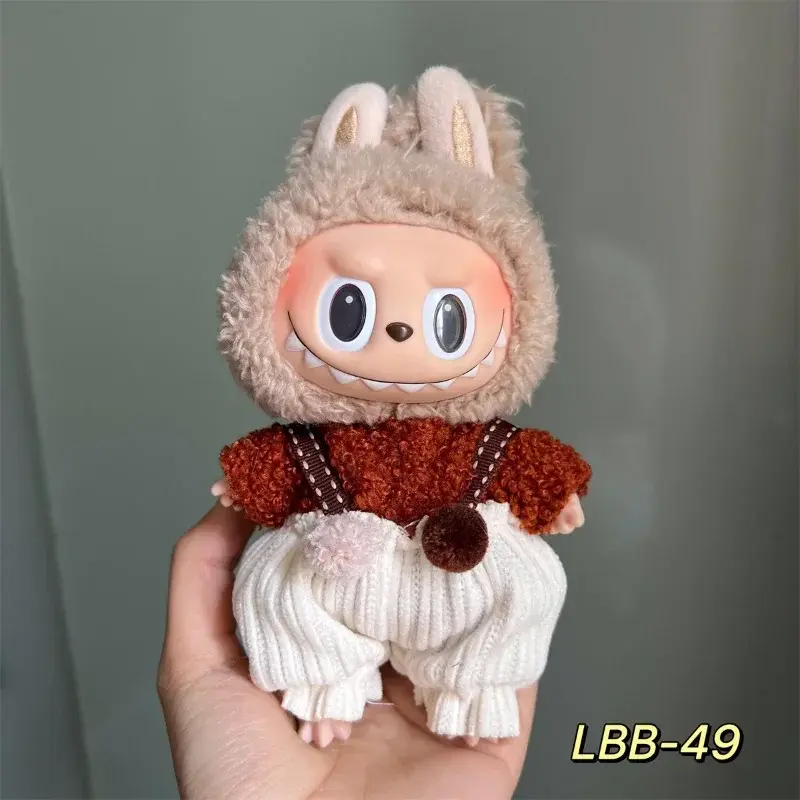 17cm labubu doll corduroy overalls button closure