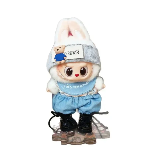 17cm labubu doll denim outfit set macaron themed pastel colors