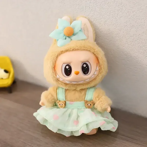 17cm labubu doll dress and hat outfit set kawaii
