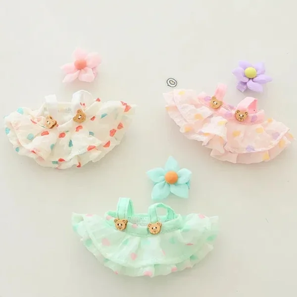 17cm labubu doll dress outfit with bear buttons