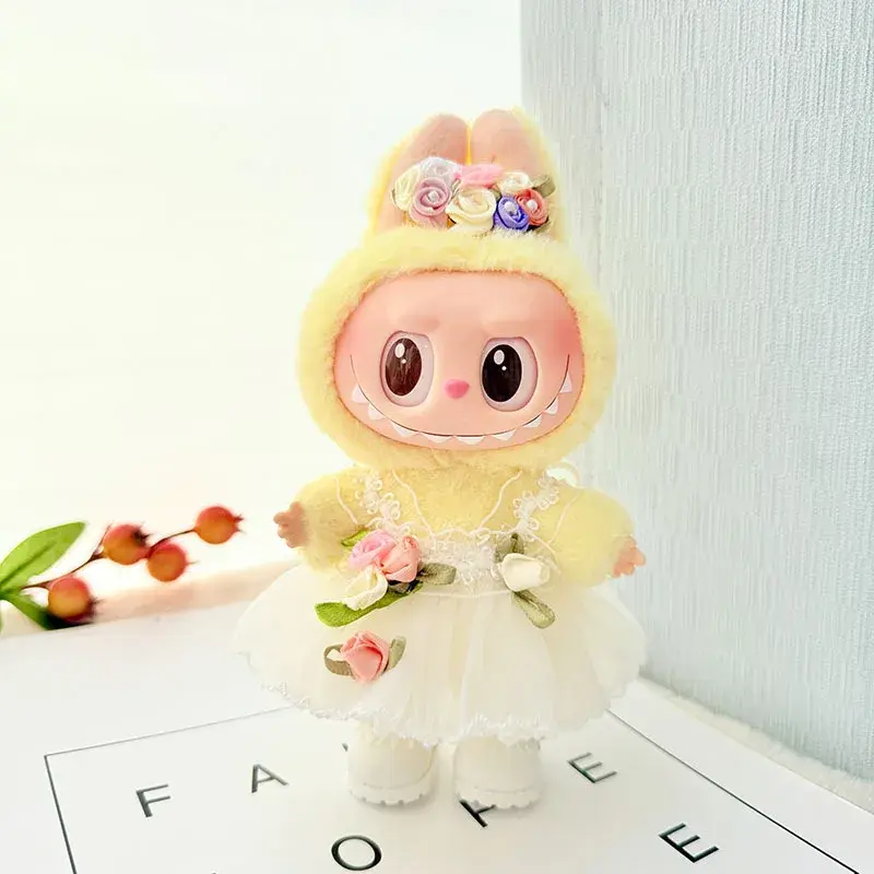 17cm labubu doll fairy princess costume tutu dress and headband