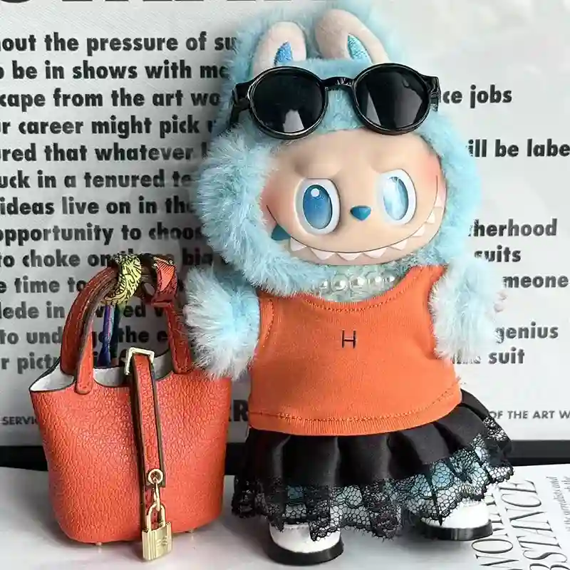 17cm labubu doll fashion clothes set including shoes and handbag