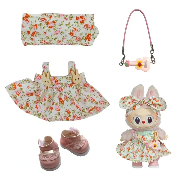 17cm labubu doll floral outfit photoshoot accessories