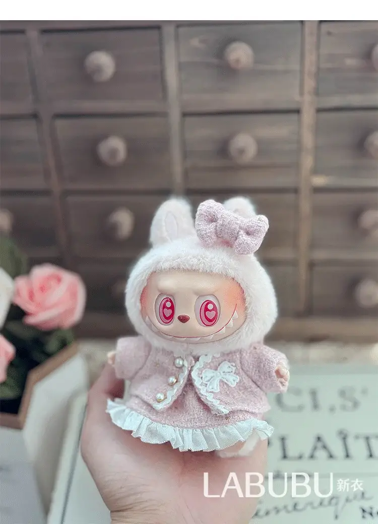 17cm labubu doll high fashion tweed jacket and skirt