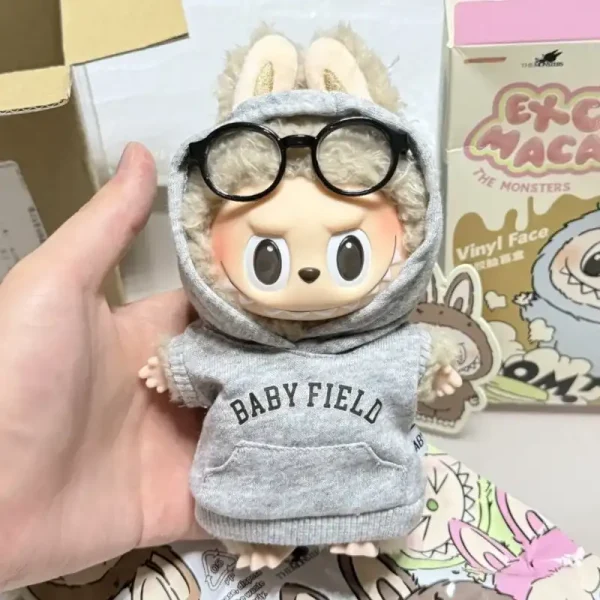 17cm labubu doll outfit baby field hoodie soft texture