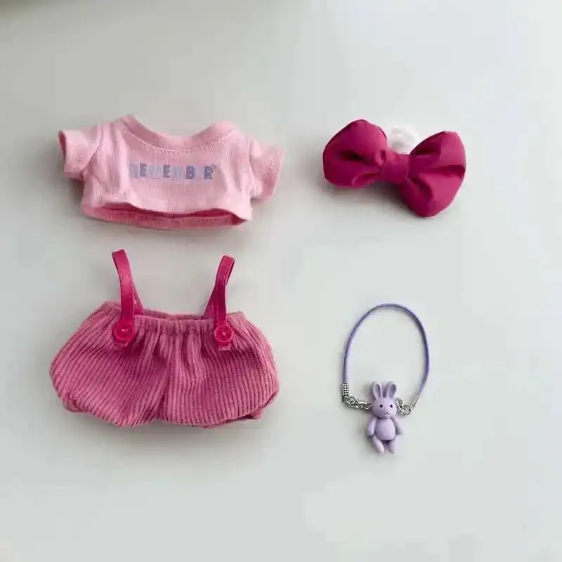 17cm labubu doll outfit pink corduroy jumper and tshirt
