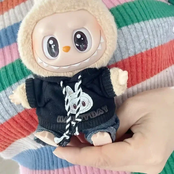 17cm labubu doll outfit set complete look bear hoodie