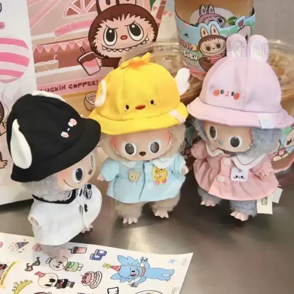 17cm labubu doll outfit set featuring delicate embroidery detail