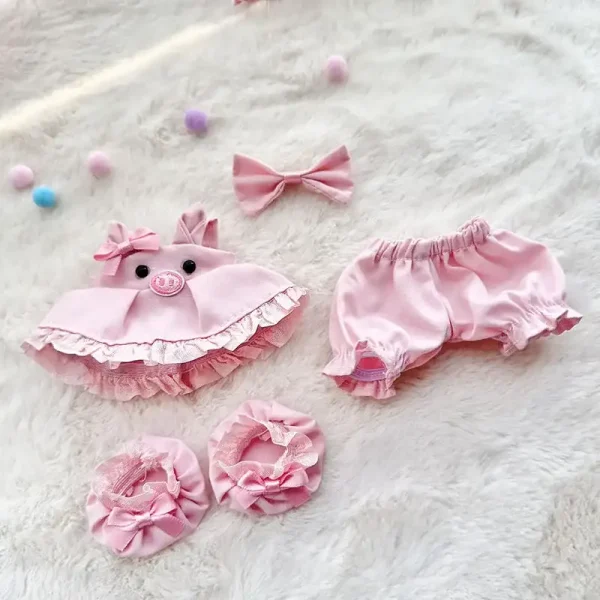 17cm labubu doll pink bunny dress outfit image