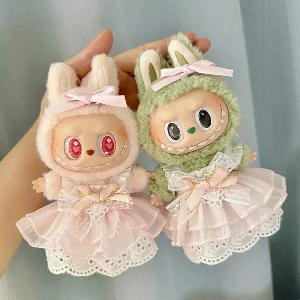17cm labubu doll pink fairy dress costume