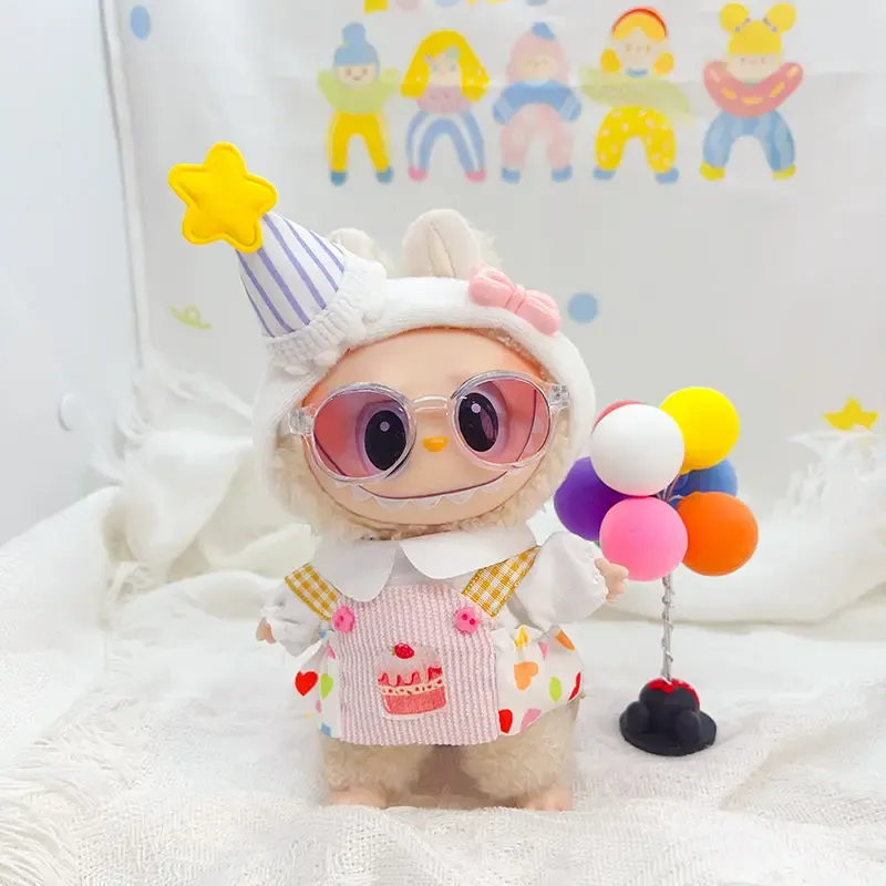 17cm labubu doll pink floral outfit perfect fit