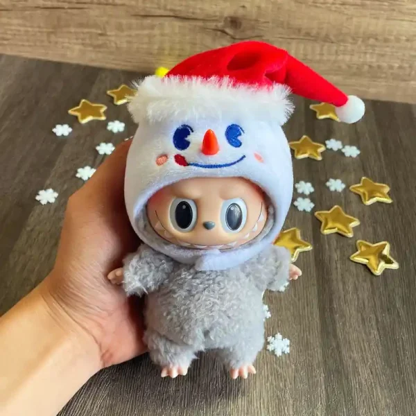 17cm labubu doll winter outfits snowman costume plush outfit