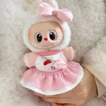 17cm labubu pink pig outfit set macaron style clothing