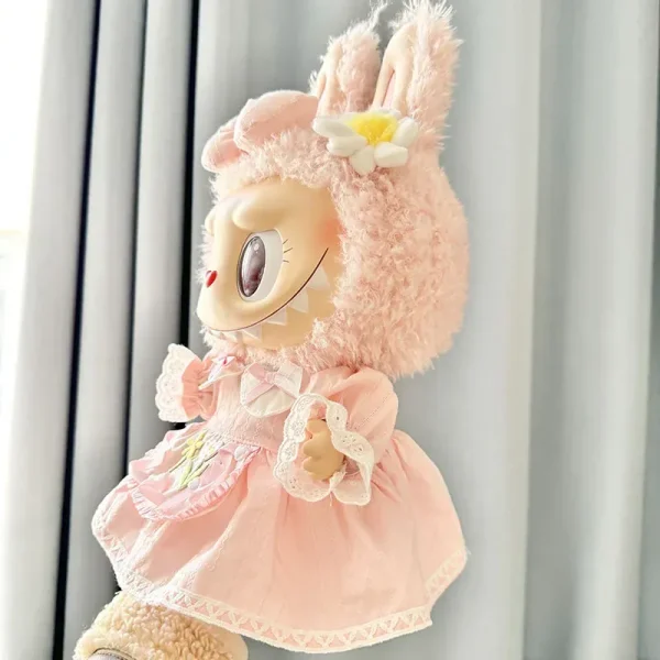 38cm Labubu pink dress with matching bow headband