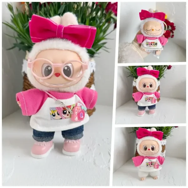 Complete Outfit for 17cm Labubu Doll Pink Theme Accessories