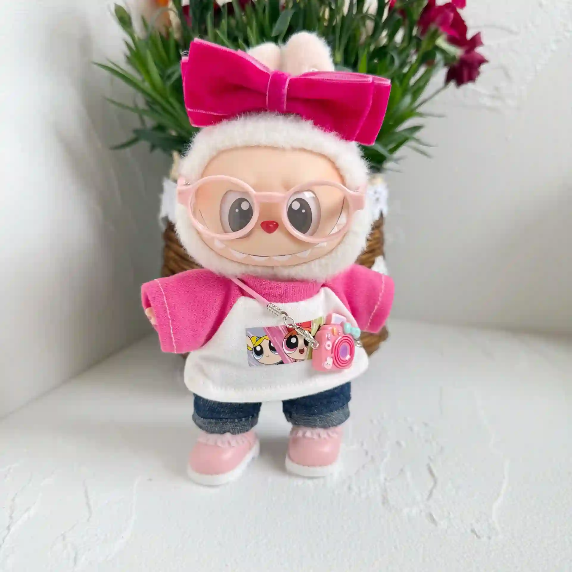 Cute Pink Outfit for 17cm First Generation Labubu Dolls