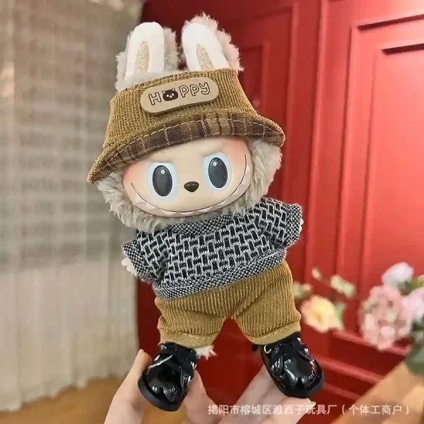 Cute trendy elements 17cm Labubu doll outfit