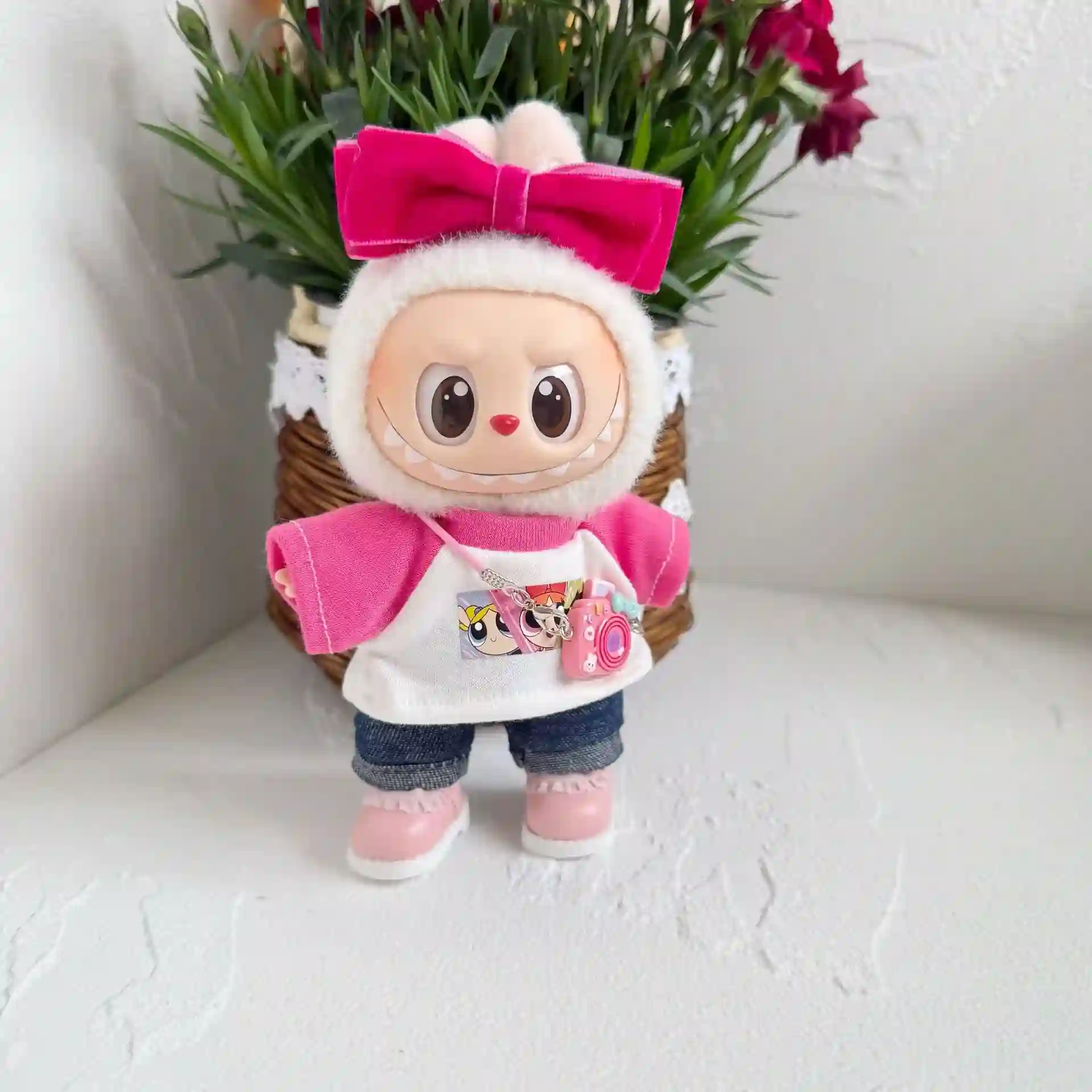 Labubu Baby Doll Clothes 17cm Pink Powerpuff Girls Design