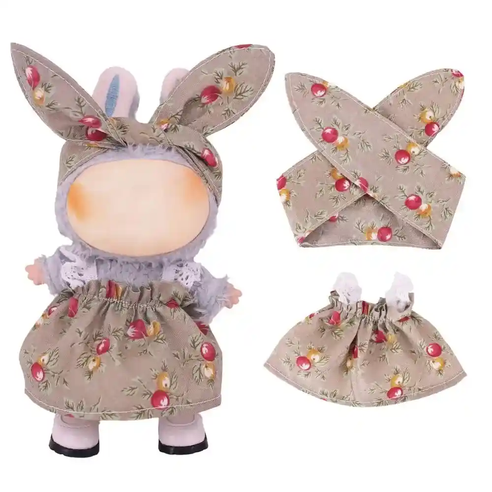 Labubu doll clothes floral bunny dress and headband