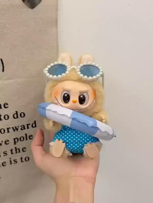 Labubu doll summer clothing set with surfboard accessory