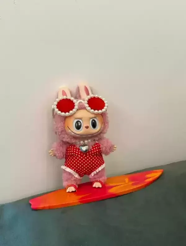 Labubu doll summer outfit set with heart pendant and ruffles