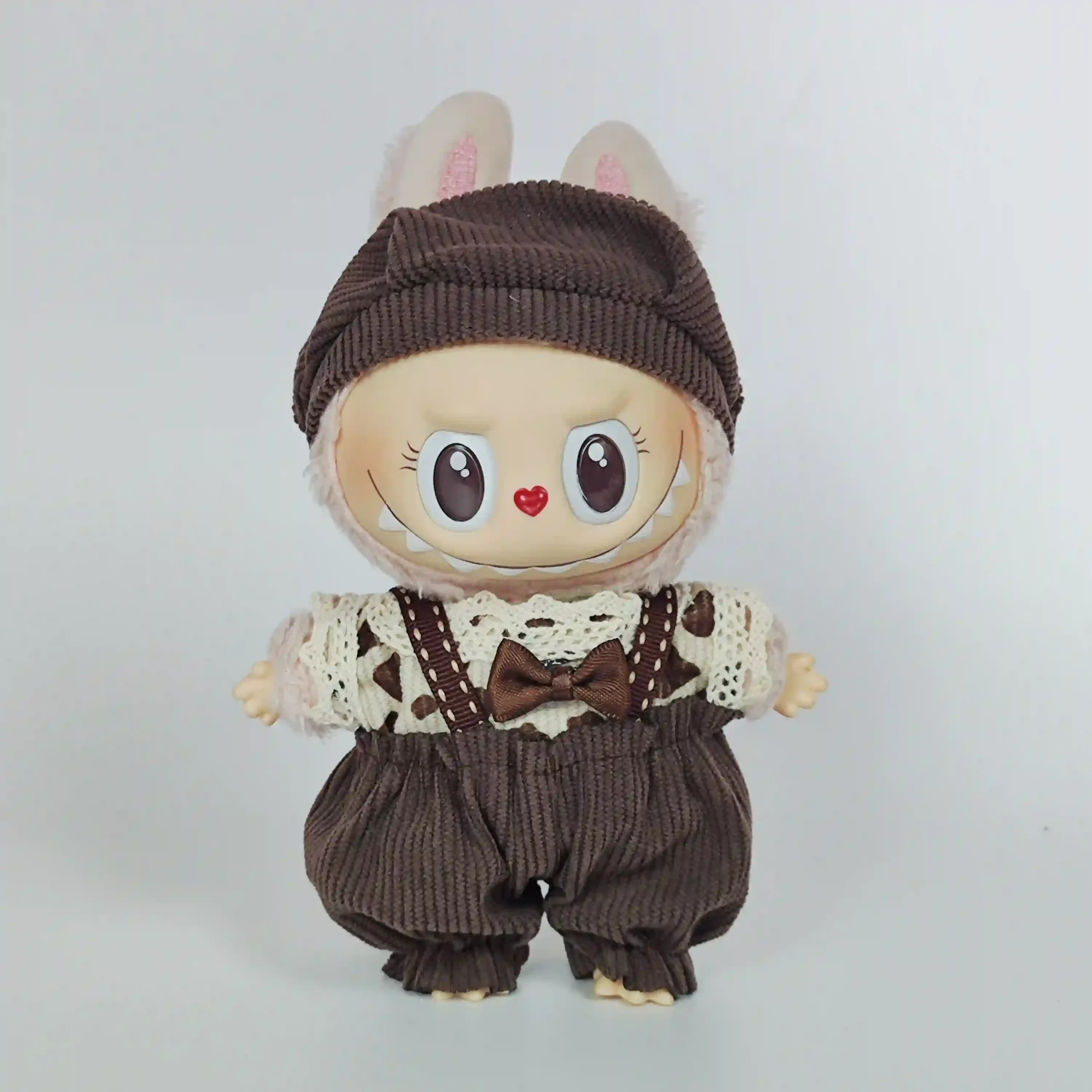Labubu idol set present brown corduroy outfit 17cm doll scaled