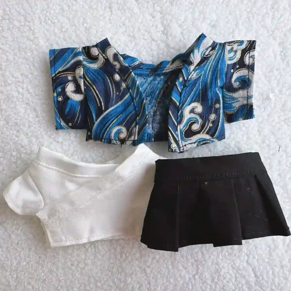 Sophisticated contrast blue kimono 17cm Labubu