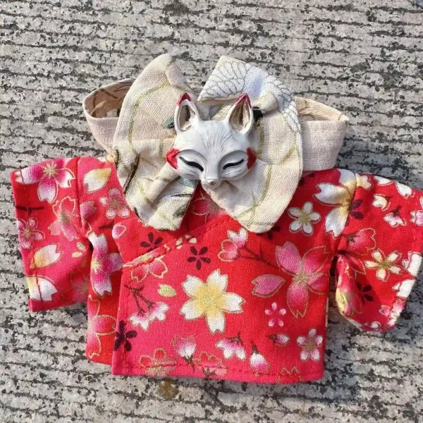 Subtle sheen kimono fabric for 17cm Labubu