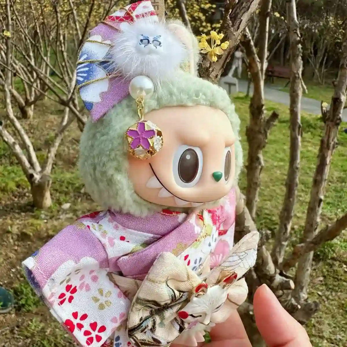 Traditional Japanese kimono for 17cm Labubu doll