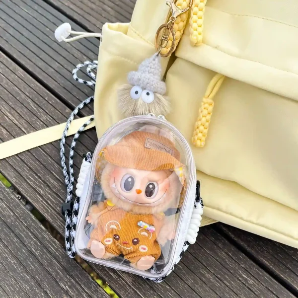 adjustable strap pvc labubu bag for crossbody carrying