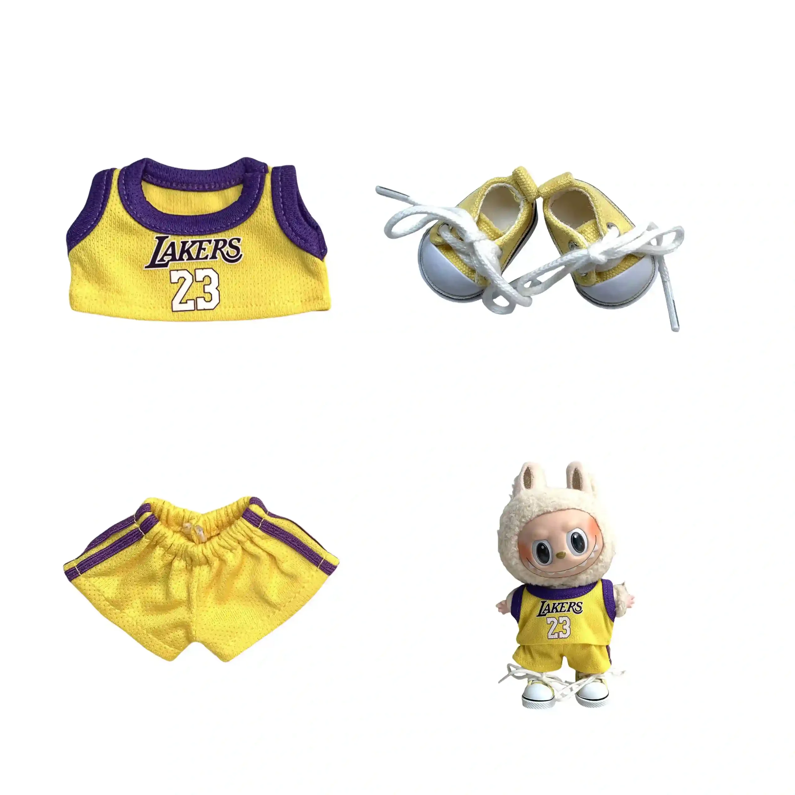 adorable 17cm Labubu doll basketball uniform clothing set scaled