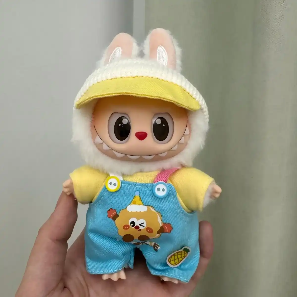 adorable 3 piece labubu doll clothes plush cotton jumpsuit t shirt cap