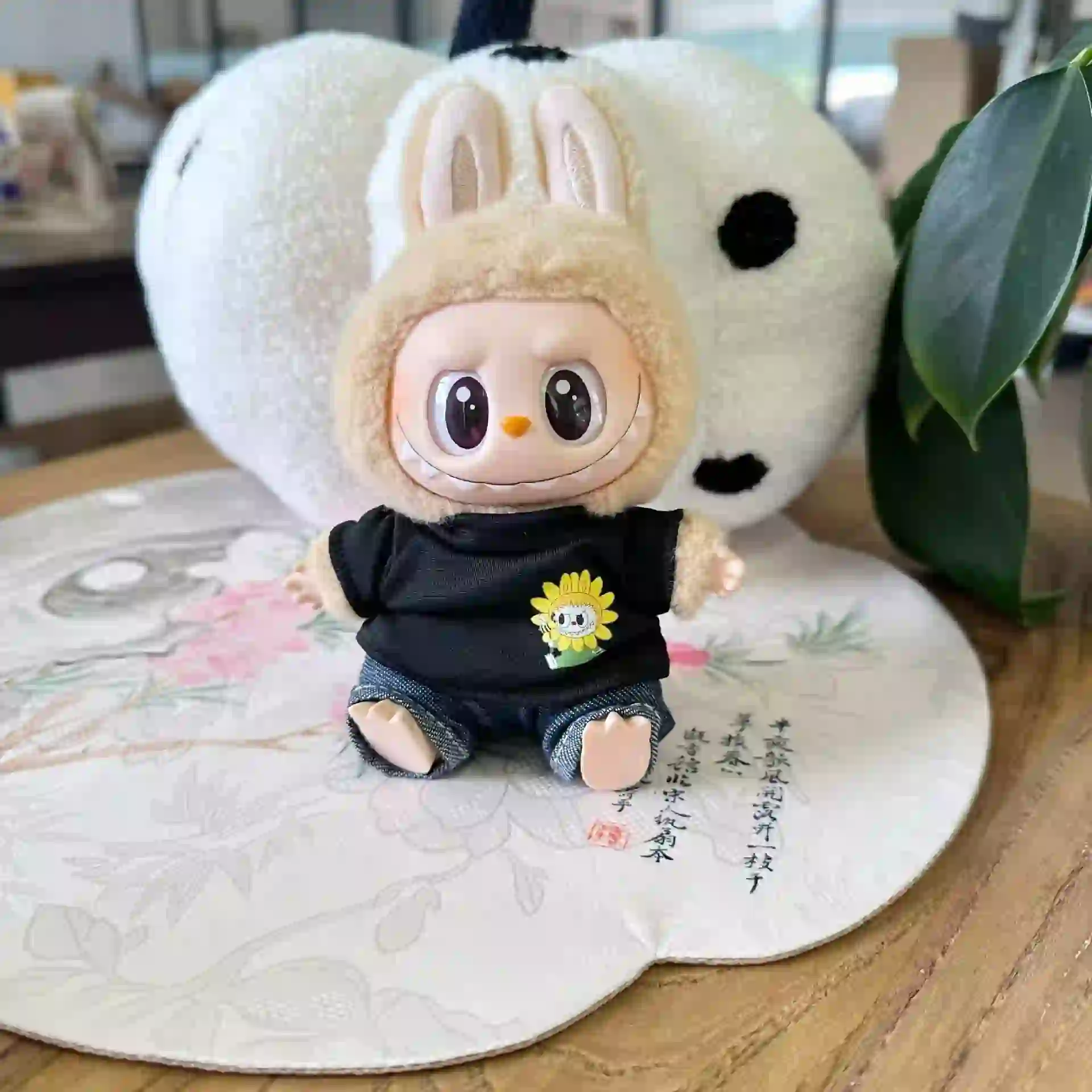 adorable Labubu doll outfit with rabbit ear hood accessory